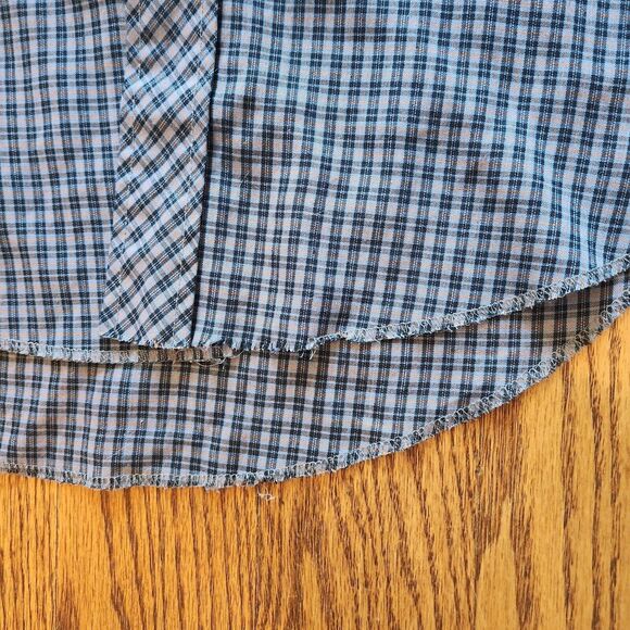 Wrangler Plaid Shirt Permanent Press Long Sleeve Tails Pearl Snap USA Large - Picture 6 of 11
